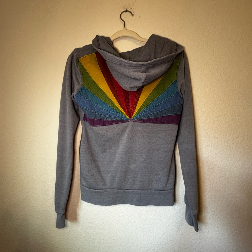 Rainbow Burst Aviator Nation Gray Zip-Up Hoodie - Picture 4 of 6